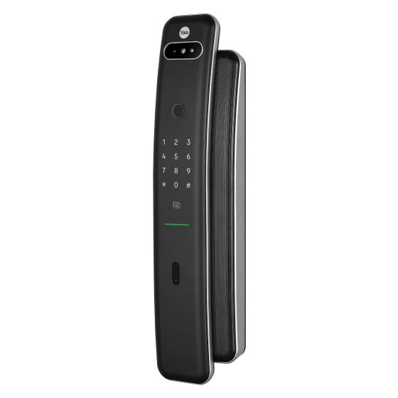 Black digital door lock on a white background Black digital door lock on a white background