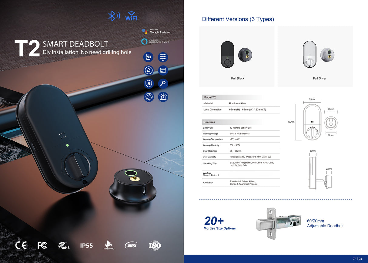 Smart Simple Dead Bolt - Auslock T2 Smart Simple Dead Bolt - Auslock T2