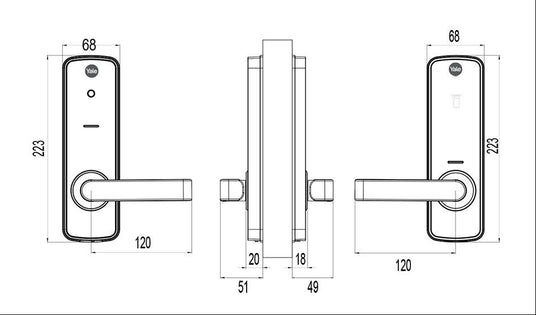 Technical drawing of a electric door handle Technical drawing of a electric door handle