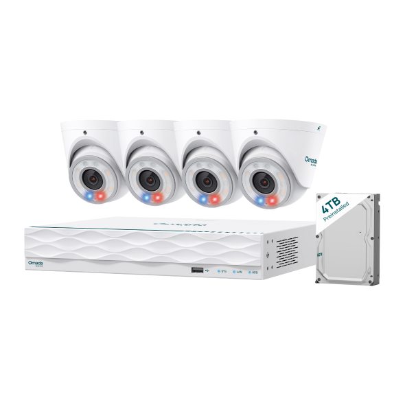 TP-Link Omada T8S4-4T 8MP 4K PoE Security Camera Kit – 4 Cameras + 4TB NVR