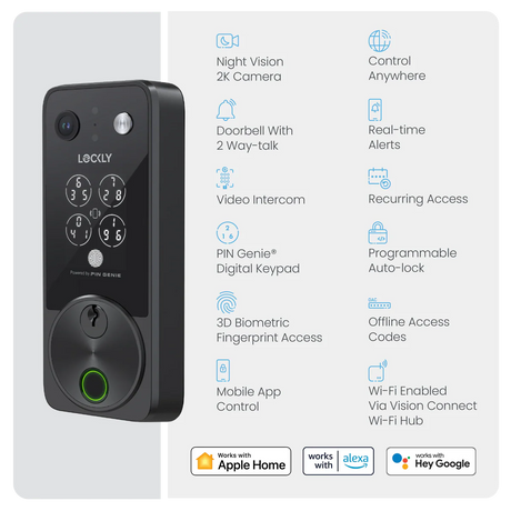 Lockly Vision Zeno Smart Lock | 2K Video Doorbell + Apple Home Key Australia