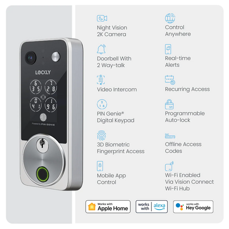 Lockly Vision Zeno Smart Lock | 2K Video Doorbell + Apple Home Key Australia