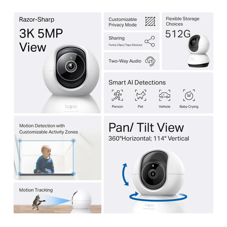 TP-Link Tapo TC74 Pan/Tilt AI Home Security Wi-Fi Camera