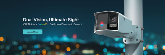 wifi door lock with camera on a pole with 'Dual Vision, Ultimate Sight
