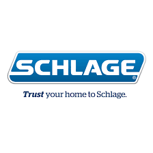 Schlage logo with tagline 'Trust your home to Schlage' on a white background