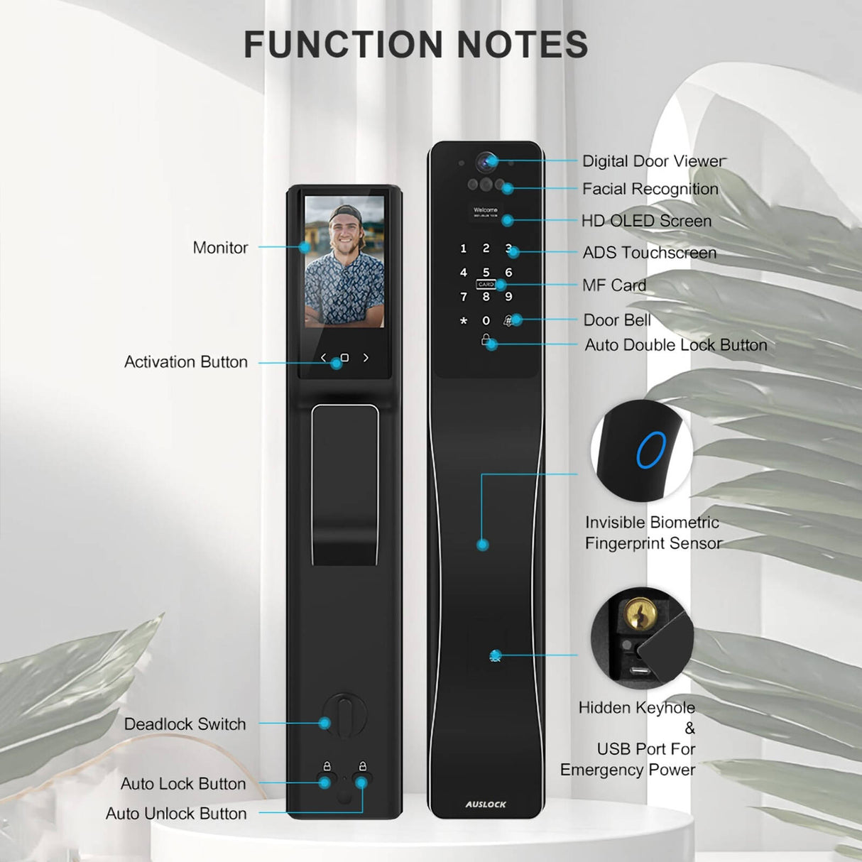 Auslock Push-Pull Lock - Face Recognition Space Alloy Edition A519
